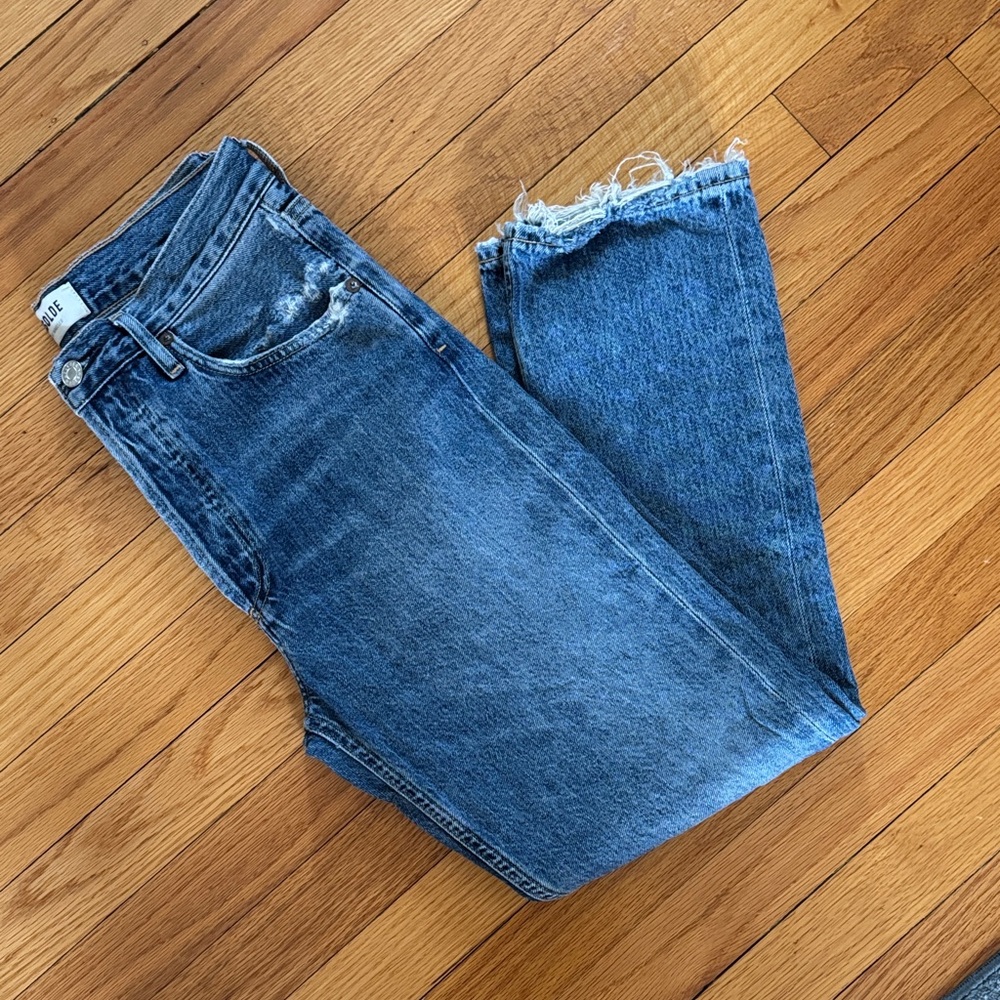 Agolde High-Rise Straight Leg Blue Jeans